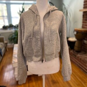 Refuge Athletics Gray Cropped Zip Hoodie Women's Size Medium